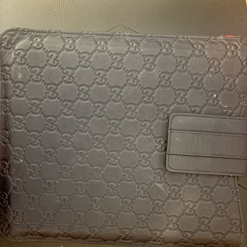 Gucci Navy Embossed Leather Case